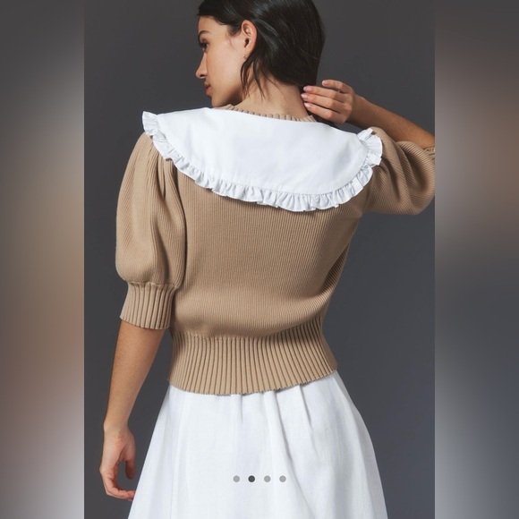 English Factory puff sleeve poplin collared sweater - Picture 4 of 10